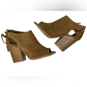 Qupid suede open toe‎ shoes with strings that tie